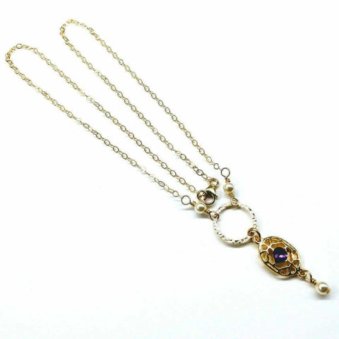 14 KT Gold-Filled Amethyst Crystal Filigree Necklace – Handmade Jewelry | Made in USA Alexa Martha Designs  Necklace