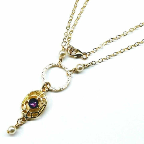 14 KT Gold-Filled Amethyst Crystal Filigree Necklace – Handmade Jewelry | Made in USA Alexa Martha Designs  Necklace