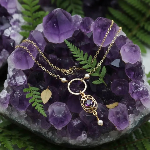 14 KT Gold-Filled Amethyst Crystal Filigree Necklace – Handmade Jewelry | Made in USA Alexa Martha Designs  Necklace