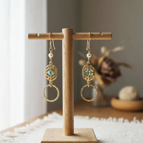 14 KT Gold Filled Green Crystal Filigree Hammered Circle Earrings – Handmade Montana Alexa Martha Designs  Earrings