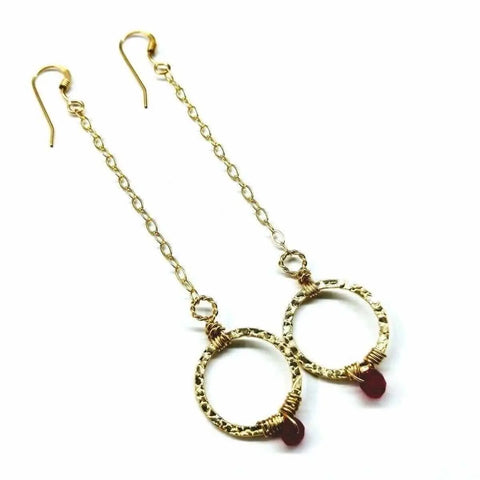 14 KT Gold Filled Pink Chalcedony Wire Wrapped Circle Earrings – Handmade | Made in USA Alexa Martha Designs  Earrings