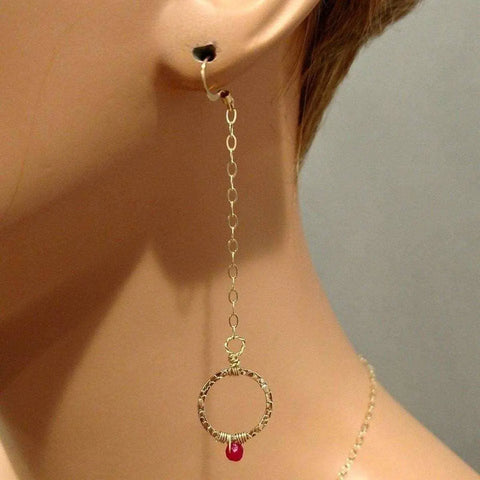 14 KT Gold Filled Pink Chalcedony Wire Wrapped Circle Earrings – Handmade | Made in USA Alexa Martha Designs  Earrings