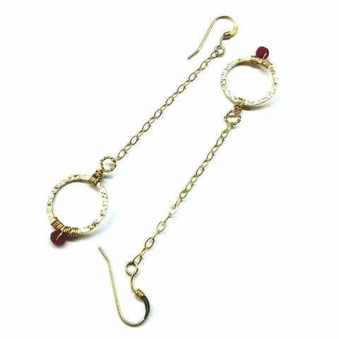 14 KT Gold Filled Pink Chalcedony Wire Wrapped Circle Earrings – Handmade | Made in USA Alexa Martha Designs  Earrings