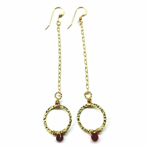 14 KT Gold Filled Pink Chalcedony Wire Wrapped Circle Earrings – Handmade | Made in USA Alexa Martha Designs  Earrings