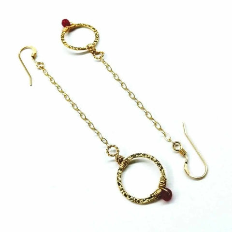 14 KT Gold Filled Pink Chalcedony Wire Wrapped Circle Earrings – Handmade | Made in USA Alexa Martha Designs  Earrings