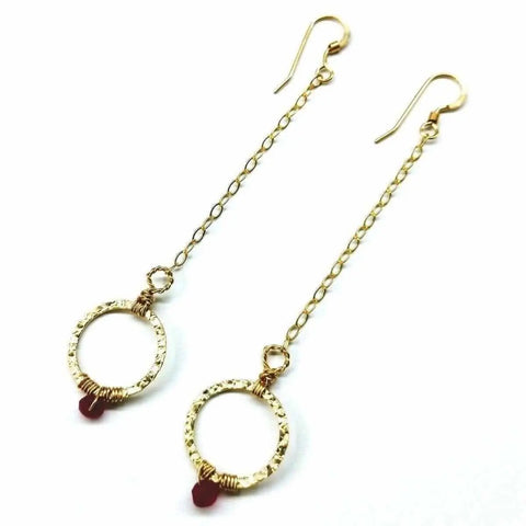 14 KT Gold Filled Pink Chalcedony Wire Wrapped Circle Earrings – Handmade | Made in USA Alexa Martha Designs  Earrings