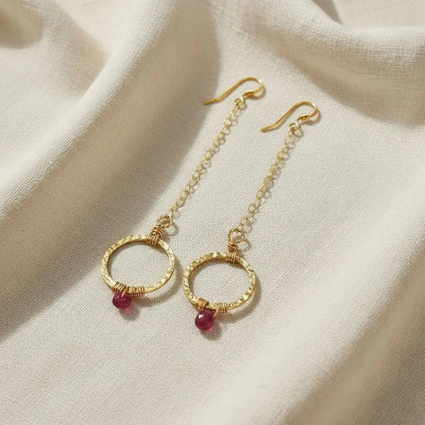 14 KT Gold Filled Pink Chalcedony Wire Wrapped Circle Earrings – Handmade | Made in USA Alexa Martha Designs  Earrings