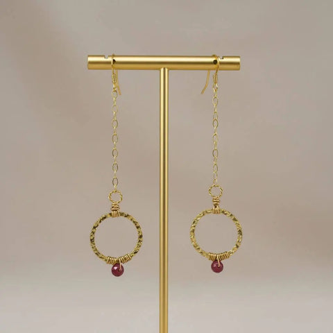 14 KT Gold Filled Pink Chalcedony Wire Wrapped Circle Earrings – Handmade | Made in USA Alexa Martha Designs  Earrings