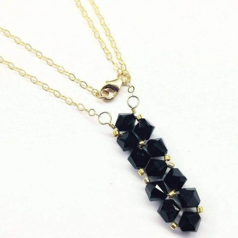 14K Gold-Filled Bead-Woven Crystal Bar Necklace – Handmade | Made in USA Alexa Martha Designs  Necklace
