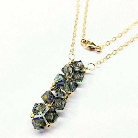 14K Gold-Filled Bead-Woven Crystal Bar Necklace – Handmade | Made in USA Alexa Martha Designs  Necklace