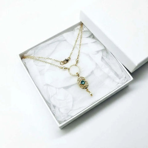 14K Gold-Filled Hammered Circle Filigree Necklace with Blue Gemstone – Made in USA Alexa Martha Designs  Necklace