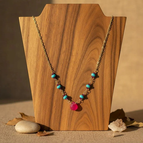 14K Gold Filled Pink Chalcedony Turquoise Gemstone Necklace – Handmade in Montana Alexa Martha Designs  Necklace