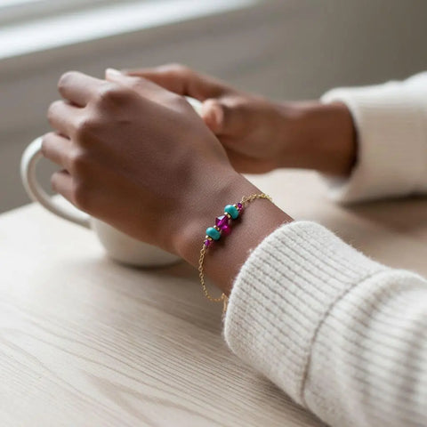 14K Gold-Filled Pink Turquoise Bracelet – Handmade Jewelry | Made in USA Alexa Martha Designs  Bracelet