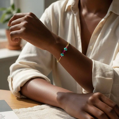 14K Gold-Filled Pink Turquoise Bracelet – Handmade Jewelry | Made in USA Alexa Martha Designs  Bracelet
