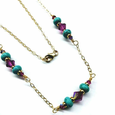 14K Gold Filled Pink Turquoise Gemstone Necklace – Handmade Jewelry | Made in USA Alexa Martha Designs  Necklace