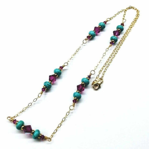 14K Gold Filled Pink Turquoise Gemstone Necklace – Handmade Jewelry | Made in USA Alexa Martha Designs  Necklace