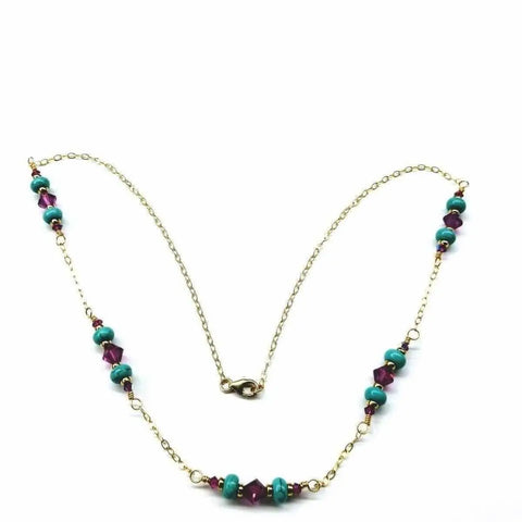 14K Gold Filled Pink Turquoise Gemstone Necklace – Handmade Jewelry | Made in USA Alexa Martha Designs  Necklace