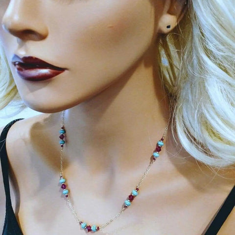 14K Gold Filled Pink Turquoise Gemstone Necklace – Handmade Jewelry | Made in USA Alexa Martha Designs  Necklace