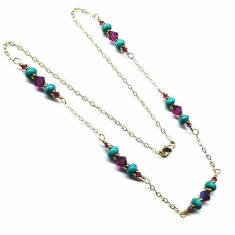 14K Gold Filled Pink Turquoise Gemstone Necklace – Handmade Jewelry | Made in USA Alexa Martha Designs  Necklace