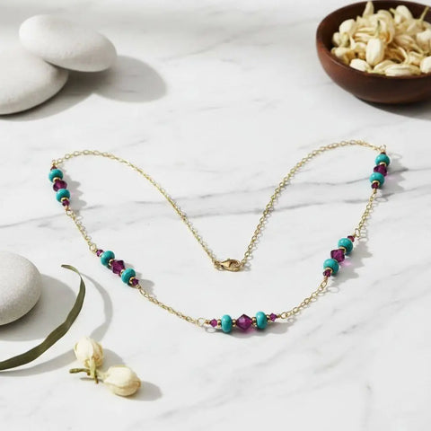 14K Gold Filled Pink Turquoise Gemstone Necklace – Handmade Jewelry | Made in USA Alexa Martha Designs  Necklace