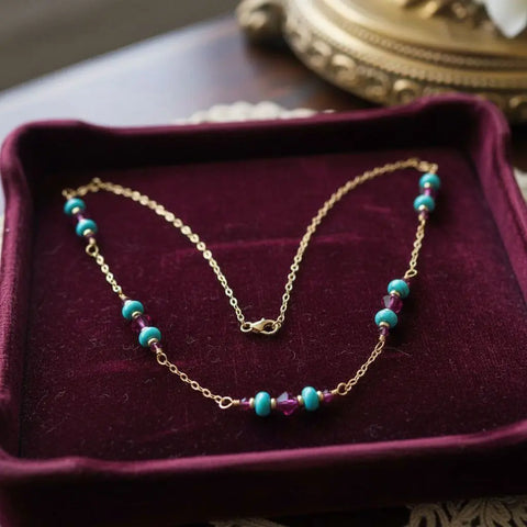 14K Gold Filled Pink Turquoise Gemstone Necklace – Handmade Jewelry | Made in USA Alexa Martha Designs  Necklace