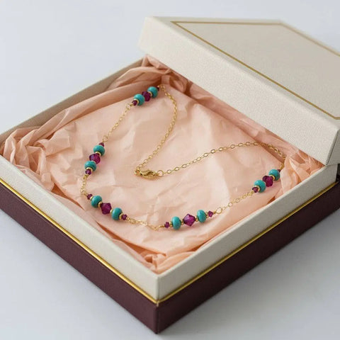 14K Gold Filled Pink Turquoise Gemstone Necklace – Handmade Jewelry | Made in USA Alexa Martha Designs  Necklace
