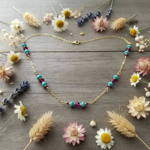 14K Gold Filled Pink Turquoise Gemstone Necklace – Handmade Jewelry | Made in USA Alexa Martha Designs  Necklace