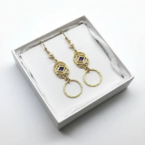14K Gold Filled Purple Crystal Filigree Drop Earrings – Handmade in Montana Alexa Martha Designs  Earrings