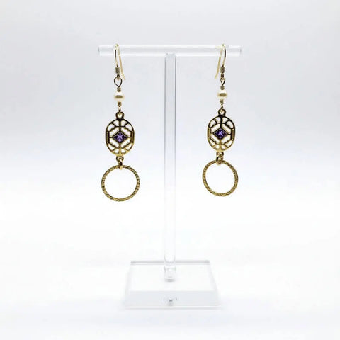 14K Gold Filled Purple Crystal Filigree Drop Earrings – Handmade in Montana Alexa Martha Designs  Earrings
