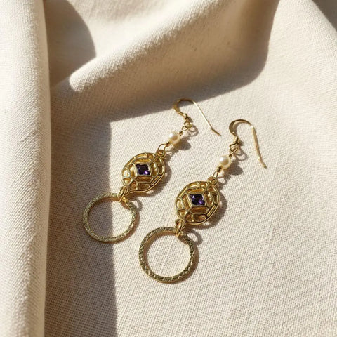 14K Gold Filled Purple Crystal Filigree Drop Earrings – Handmade in Montana Alexa Martha Designs  Earrings