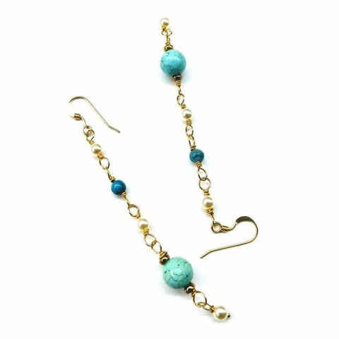 14K Gold Filled Turquoise Pearl Dangle Earrings – Handcrafted Jewelry | Made in USA Alexa Martha Designs  Earrings