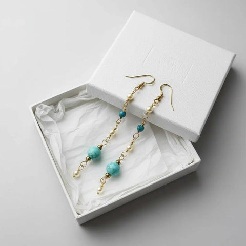 14K Gold Filled Turquoise Pearl Dangle Earrings – Handcrafted Jewelry | Made in USA Alexa Martha Designs  Earrings