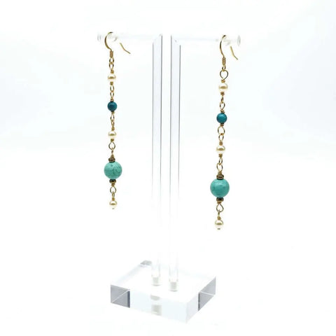 14K Gold Filled Turquoise Pearl Dangle Earrings – Handcrafted Jewelry | Made in USA Alexa Martha Designs  Earrings