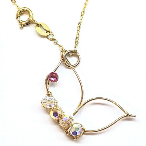 14K Gold Filled Wire Sculpted Butterfly Necklace With Swarovski Crystals 1 Inch Pendant – Handmade Montana | Made in USA Alexa Martha Designs  Necklace