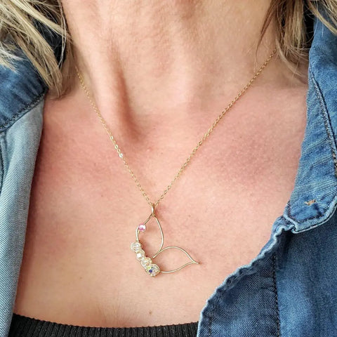 14K Gold Filled Wire Sculpted Butterfly Necklace With Swarovski Crystals 1 Inch Pendant – Handmade Montana | Made in USA Alexa Martha Designs  Necklace
