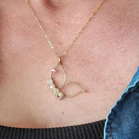 14K Gold Filled Wire Sculpted Butterfly Necklace With Swarovski Crystals 1 Inch Pendant – Handmade Montana | Made in USA Alexa Martha Designs  Necklace