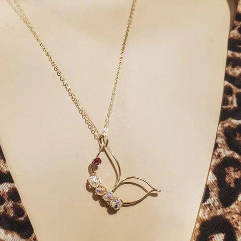 14K Gold Filled Wire Sculpted Butterfly Necklace With Swarovski Crystals 1 Inch Pendant – Handmade Montana | Made in USA Alexa Martha Designs  Necklace