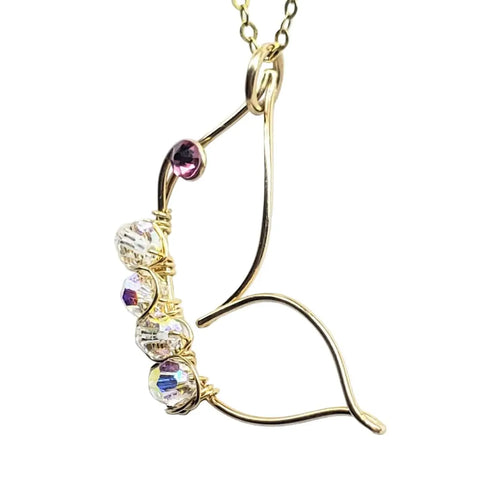14K Gold Filled Wire Sculpted Butterfly Necklace With Swarovski Crystals 1 Inch Pendant – Handmade Montana | Made in USA Alexa Martha Designs  Necklace