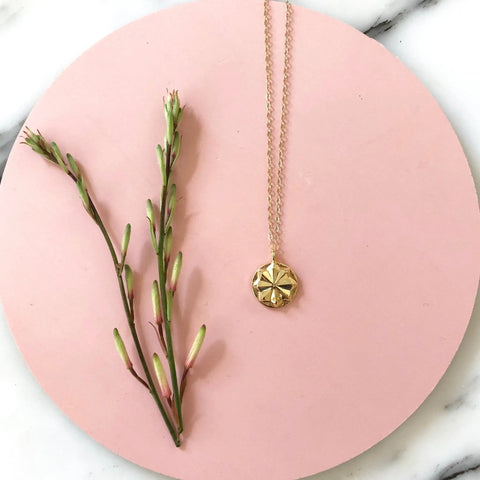 14K Gold Plated Circa Pendant Necklace – Handcrafted Vintage Medallion | Made in USA Sarah Cecelia  NECKLACES