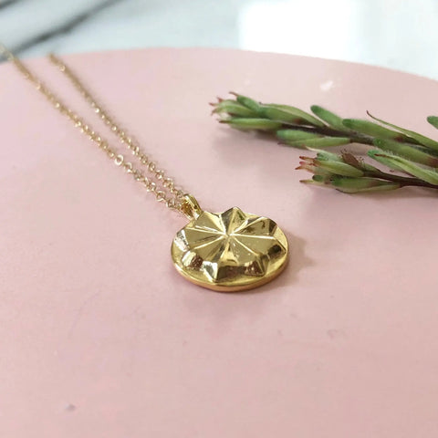 14K Gold Plated Circa Pendant Necklace – Handcrafted Vintage Medallion | Made in USA Sarah Cecelia  NECKLACES