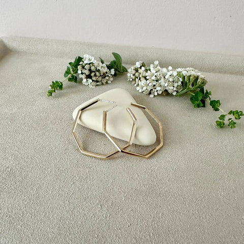 14k Gold Plated Large Geometric Hoop Earrings – Minimalist Jewelry | Made in USA Sarah Cecelia  EARRINGS