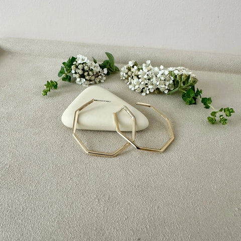 14k Gold Plated Large Geometric Hoop Earrings – Minimalist Jewelry | Made in USA Sarah Cecelia  EARRINGS
