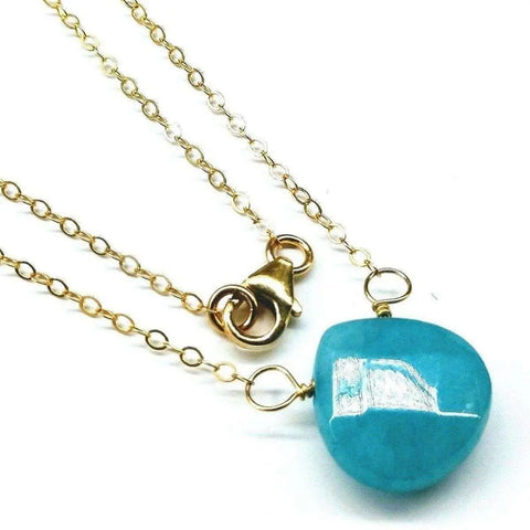 14kt Gold Filled Aqua Jade Pendant Necklace – Delicate Gemstone Jewelry | Made in USA Alexa Martha Designs  Necklaces