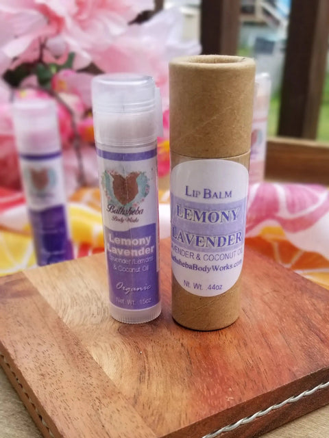 15 Gram Lemony Lavender Lip Balm – Organic Moisturizing Lip Care | Bathsheba Body Works | Made in USA Bathsheba Body Works 