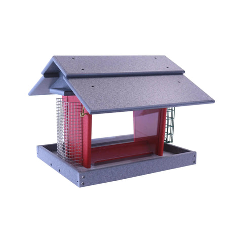 15 Inch Eco-Friendly Poly Lumber 3-in-1 Deluxe Bird Feeder – Suet, Peanut & Seed Feeder | Made in USA Amish Toy Box  Lawn & Patio