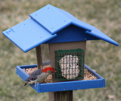 15 Inch Eco-Friendly Poly Lumber 3-in-1 Deluxe Bird Feeder – Suet, Peanut & Seed Feeder | Made in USA Amish Toy Box  Lawn & Patio