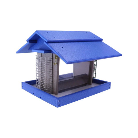 15 Inch Eco-Friendly Poly Lumber 3-in-1 Deluxe Bird Feeder – Suet, Peanut & Seed Feeder | Made in USA Amish Toy Box  Lawn & Patio