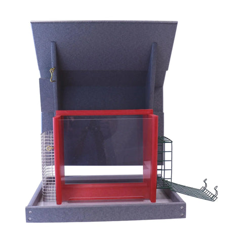 15 Inch Eco-Friendly Poly Lumber 3-in-1 Deluxe Bird Feeder – Suet, Peanut & Seed Feeder | Made in USA Amish Toy Box  Lawn & Patio