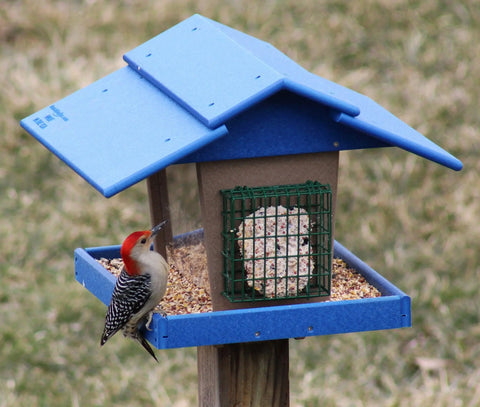 15 Inch Eco-Friendly Poly Lumber 3-in-1 Deluxe Bird Feeder – Suet, Peanut & Seed Feeder | Made in USA Amish Toy Box  Lawn & Patio
