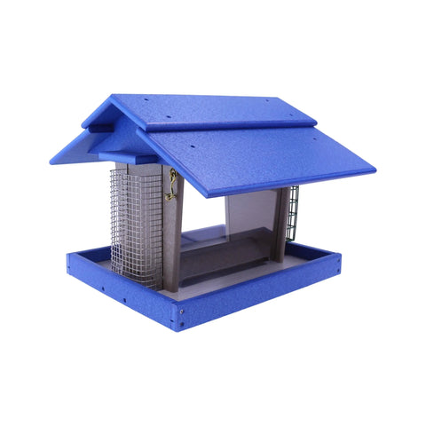 15 Inch Eco-Friendly Poly Lumber 3-in-1 Deluxe Bird Feeder – Suet, Peanut & Seed Feeder | Made in USA Amish Toy Box  Lawn & Patio